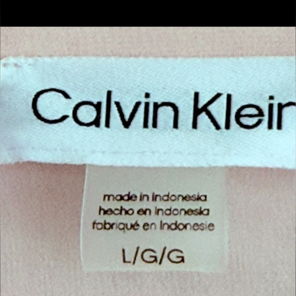 Calvin Klein Short Sleeve Chiffon Blouse V-neck Pale Pink Size L - Picture 3 of 9